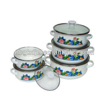 cazuela de esmalte set 673DG con tapa de vidrio